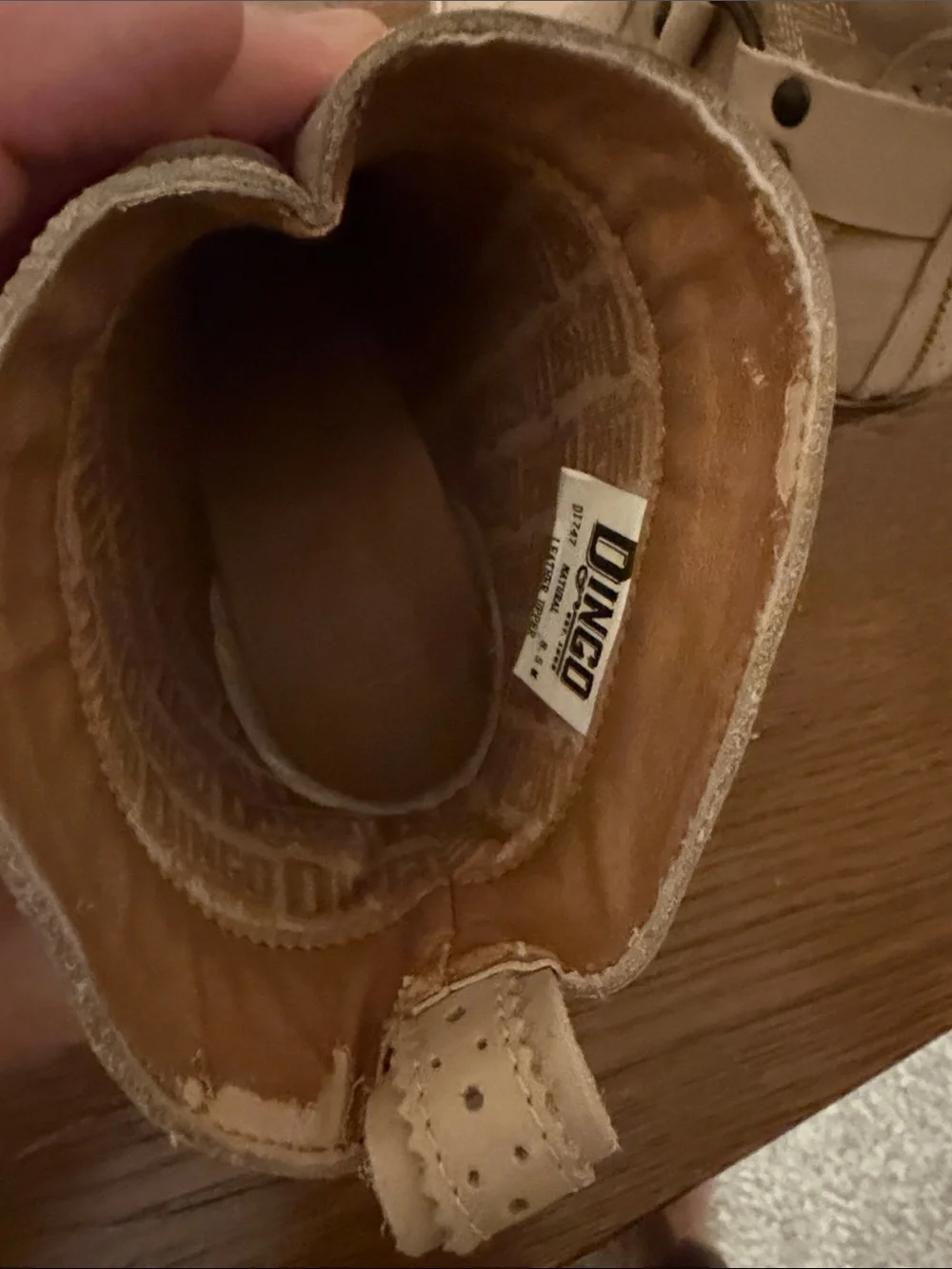 dingo Cream Western Ankle Booties with Stacked Wood Heel